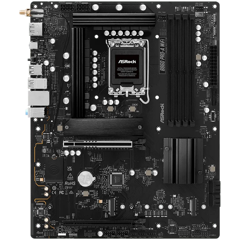 Дънна платка ASRock B860 PRO-A WIFI, Socket 1851, DDR5, Wi-Fi 6E, Bluetooth, ATX
