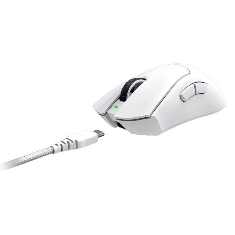 Гейминг мишка RAZER – DeathAdder V3 Pro White Edition, 30000 DPI, оптичен сензор, безжична и кабелна, 63 г
