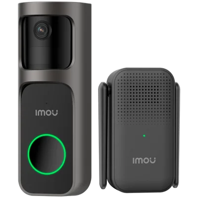 Видеозвънец IMOU 2S Kit, 3MP, Wi-Fi, 2K QHD, 5000mAh батерия, нощно виждане, 8x цифров зуум, AI засичане на движение, USB-C, Chime Wi-Fi разширител