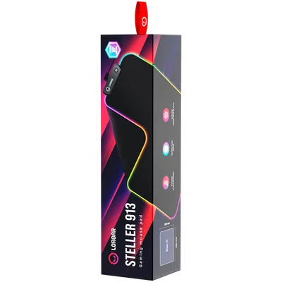 Lorgar Steller 913, Gaming mouse pad, High-speed surface, anti-slip rubber base, RGB backlight, USB connection, Lorgar WP Gameware support, size: 360mm x 300mm x 3mm, weight 0.250kg