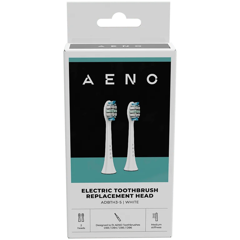 AENO Replacement toothbrush heads, White, Dupont bristles, 2pcs in set (for ADB0003/ADB0005 and ADB0004/ADB0006)