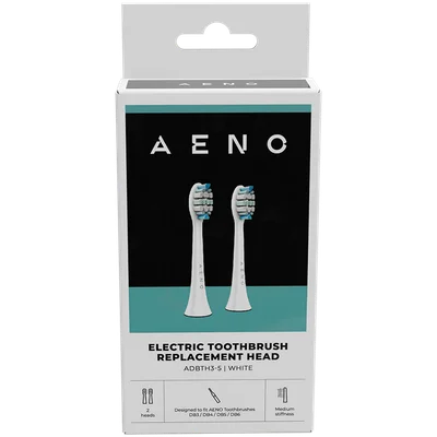 AENO Replacement toothbrush heads, White, Dupont bristles, 2pcs in set (for ADB0003/ADB0005 and ADB0004/ADB0006)