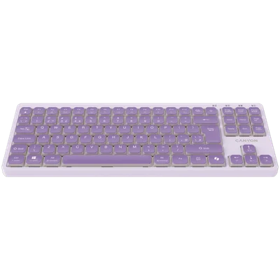 Клавиатура CANYON OnType 10 нископрофилна, механична, TKL, кабел, USB, лилава