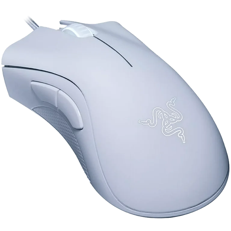 Гейминг мишка Razer DeathAdder Essential White Edition, 6400 dpi, ергономична, механични суичове, 1000 Hz Ultrapolling, бяла