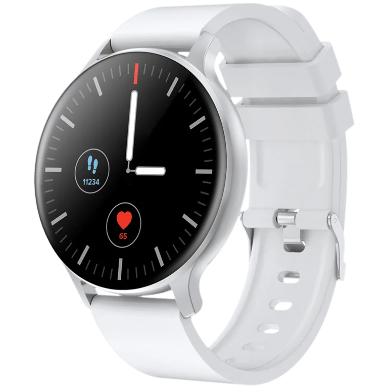 CANYON Badian SW-68, Smartwatch, Realtek 8762CK, 1.28''TFT 240x240px; RAM : 160KB,  Lithium-ion polymer battery, 3.7V 190mAh Include, Silver Zinc alloy middle frame + plastic bottom case+ white Silicone strap + silver strap buckle, 44.9x 10.9mm, strap: 20x220mm, 50.64g