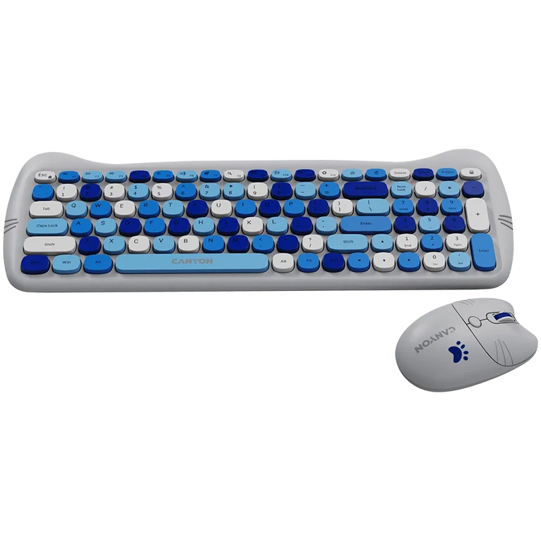 CANYON HSET-W6 EN Keyboard+Mouse Kitty Edition AAA+АА Wireless Blue