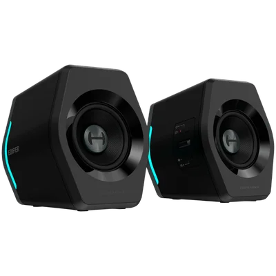 Edifier G2000 2.0 Audio System, BT V5.1, USB, AUX, 2.75-inch Drivers, RGB Lighting, 16W (RMS), Black