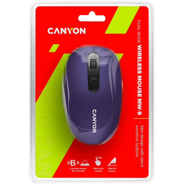 Безжична мишка CANYON MW-9 Dual-mode, виолетова