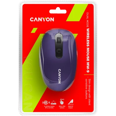 Безжична мишка CANYON MW-9 Dual-mode, виолетова