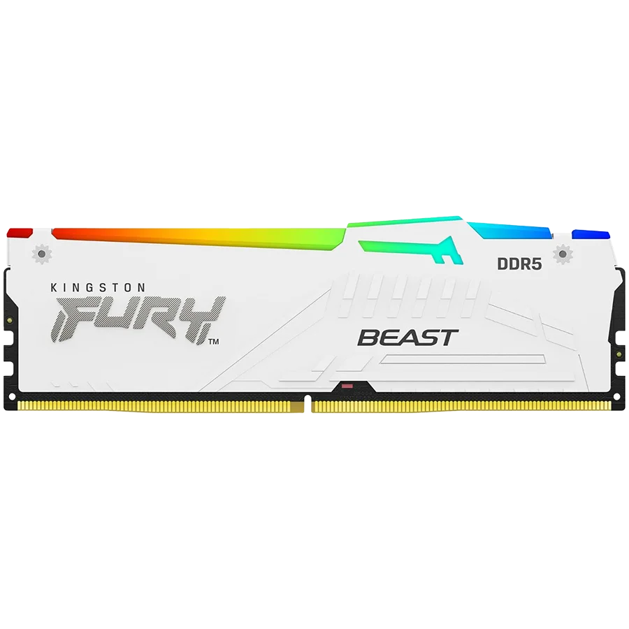 RAM памет Kingston FURY Beast RGB – 32GB (2x16GB), DDR5, 6000MHz, CL30, бяла