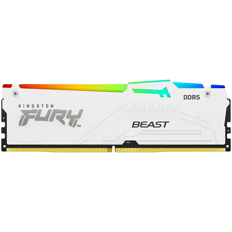 RAM памет Kingston FURY Beast RGB – 32GB (2x16GB), DDR5, 6000MHz, CL30, бяла