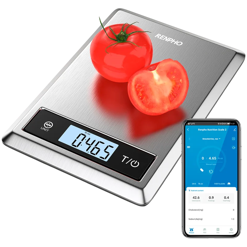 Кухненска везна RENPHO – Calibra 1 Stainless Steel, 5 кг, Bluetooth, сребриста