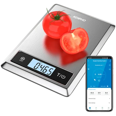 Кухненска везна RENPHO – Calibra 1 Stainless Steel, 5 кг, Bluetooth, сребриста