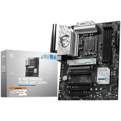 MSI B760 GAMING PLUS WIFI DDR4, LGA 1700, 4xDDR4, ATX, Dual Channel DDR4 5333(OC)MHz, 5x PCIe x16 slots, 2x M.2 slots, 1x HDMI, 1x DP, 2x USB 3.2 Gen 2, 1x USB 3.2 Gen 2 Type-C, 4x USB 2.0, 7.1 HD Audio, 2.5Gbps LAN, WI-Fi 6E, BT, 3Y