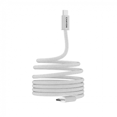 USB кабел CANYON OnWire 60MG CCMG60 USB-C към USB-C 60W Магнитен Плетен 1m Бял