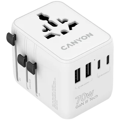 Захранващ адаптер CANYON OnTour 70 EU/UK/US/AUS 70W бял