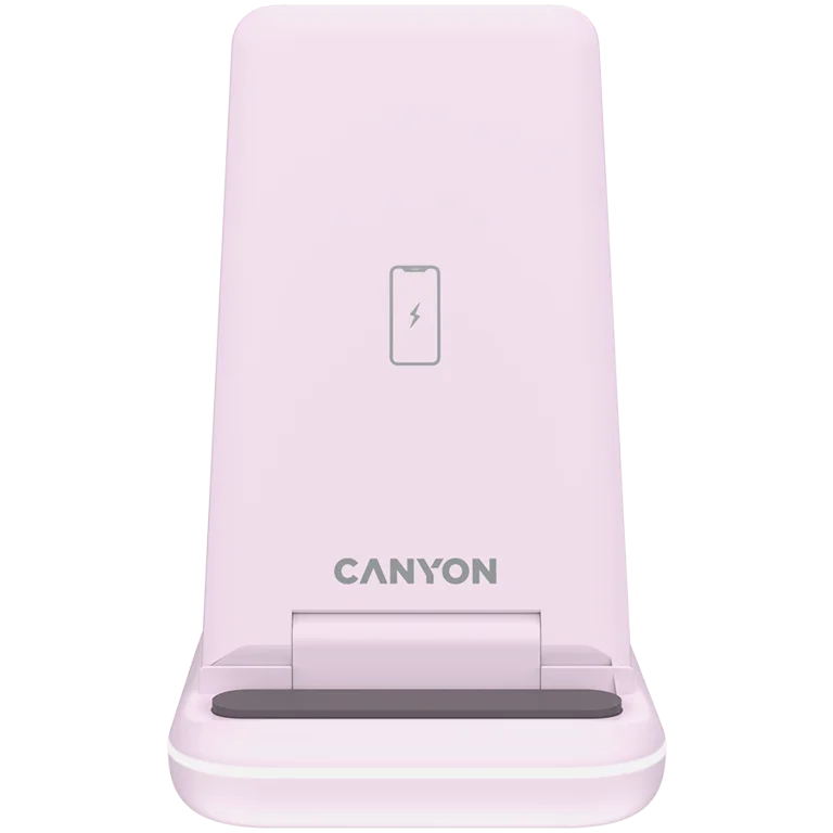 Безжично зарядно устройство Canyon WS-304 15W 3-в-1 Iced Pink