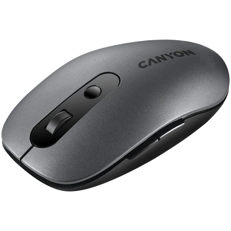 CANYON MW-9, 2 in 1 Wireless optical mouse with 6 buttons, DPI 800/1000/1200/1500, 2 mode(BT/ 2.4GHz), Battery AA*1pcs, Grey, 65.4*112.25*32.3mm, 0.092kg