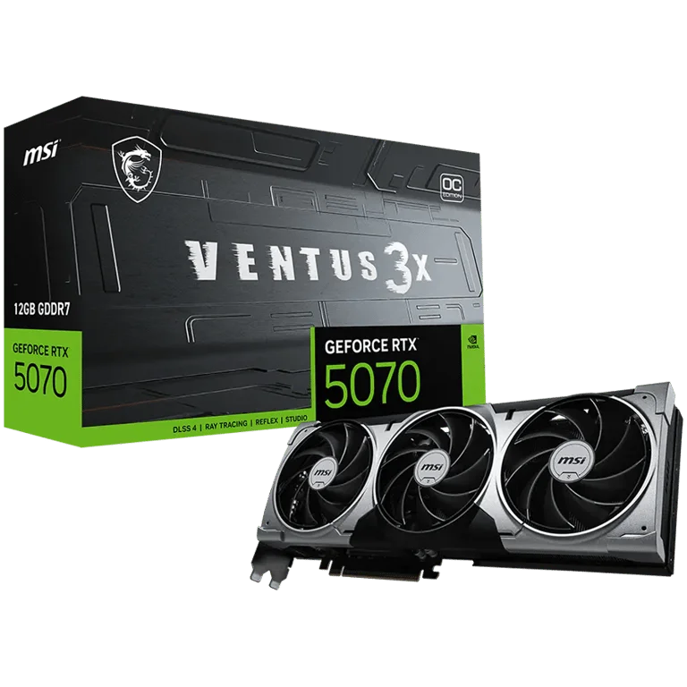 MSI Video Card Nvidia GeForce RTX 5070 12G VENTUS 3X OC, 12GB GDDR7, 192bit, Effective Memory Clock: 28000MHz, Boost: 2542 MHz, 6144 CUDA Cores, PCIe 5.0, 3x DP 2.1b, HDMI 2.1b, RAY TRACING, Triple Fan, 1x16pin, 650W Recommended PSU, 3Y