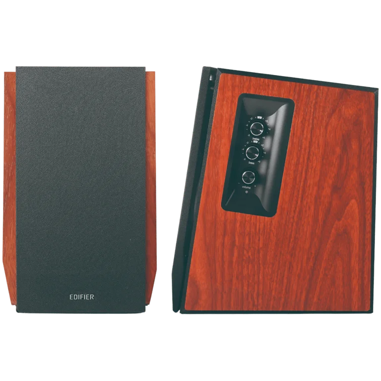 Edifier R1700BTs .0 Bookshelf Speakers, BT V5.1, RCA, 0.75-inch Tweeters, 4-inch Drivers, Sub-Out, 66W (RMS), Control Knobs and Remote Control, Brown