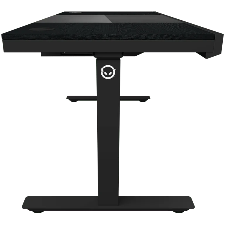 Гейминг бюро Lorgar Elite 90 с вградено PC шаси, двумоторно електрическо регулиране, безжично зареждане, RGB осветление, контролен панел и USB портове, меламинова повърхност, черен