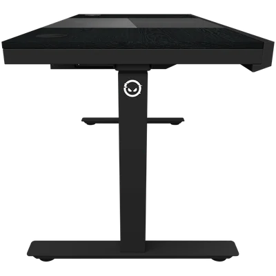 Гейминг бюро Lorgar Elite 90 с вградено PC шаси, двумоторно електрическо регулиране, безжично зареждане, RGB осветление, контролен панел и USB портове, меламинова повърхност, черен