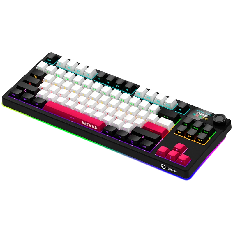 LORGAR KBP70TKLW, Wireless TKL Mechanical Gaming Keyboard Pro, Black/red, EN layout