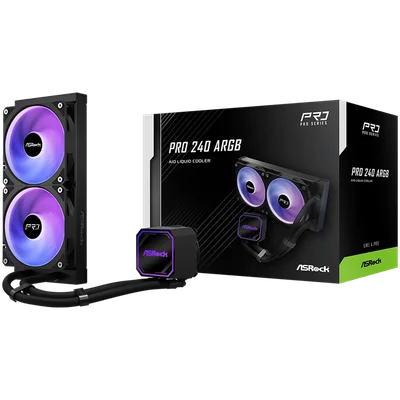 Охладителна система ASRock Pro 240 ARGB 90-APRA36-BAAGA6, течна, 240 мм радиатор, черен