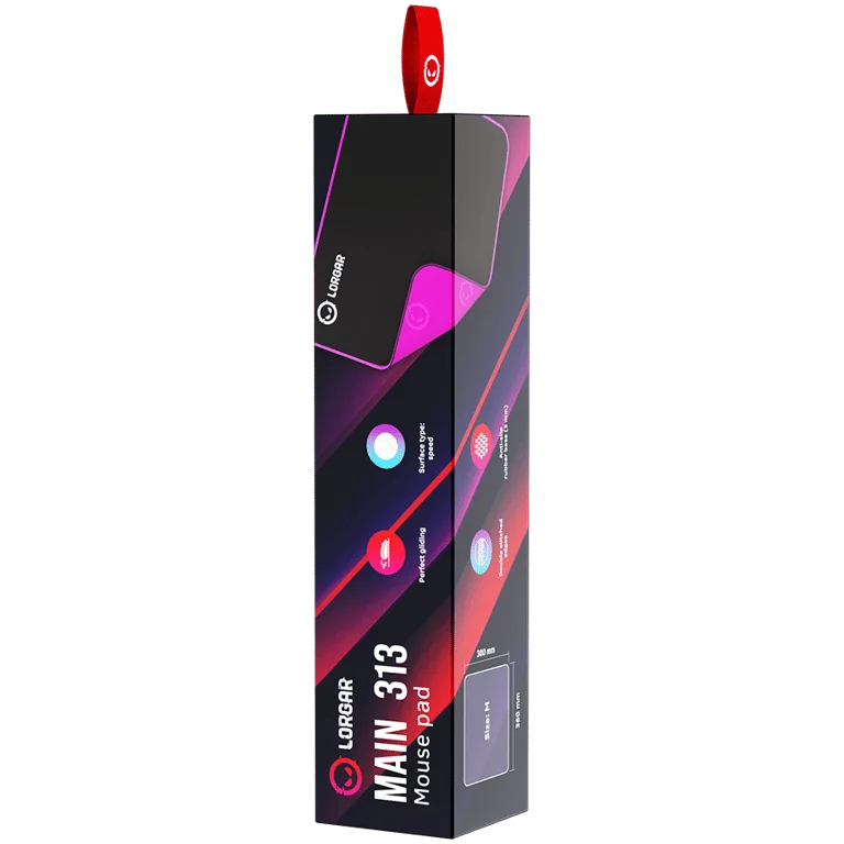 Lorgar Main 313, Gaming mouse pad, High-speed surface, Purple anti-slip rubber base, size: 360mm x 300mm x 3mm, weight 0.195kg