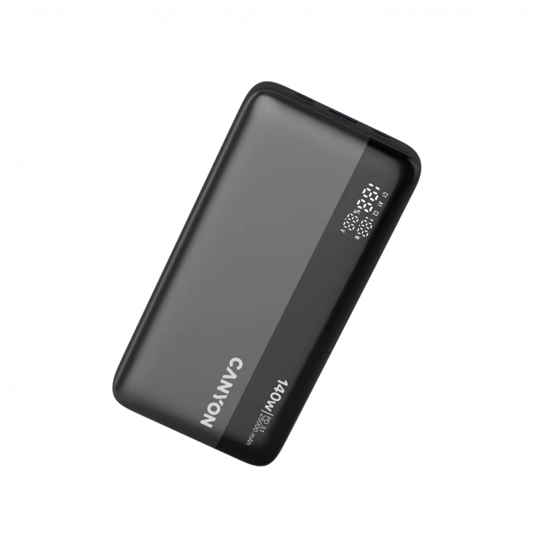 Външна батерия CANYON OnPower 240 PB-240 25000mAh 140W Power Delivery, три порта, дисплей, тъмно сив