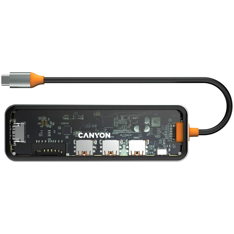CANYON hub DS-13 7in1 4k USB-C Transparent Space Grey