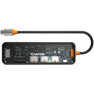 CANYON hub DS-13 7in1 4k USB-C Transparent Space Grey