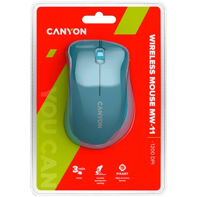 CANYON MW-11, 2.4 GHz  Wireless mouse ,with 3 buttons, DPI 1200, Battery:AAA*2pcs  ,Blue67*109*38mm 0.063kg