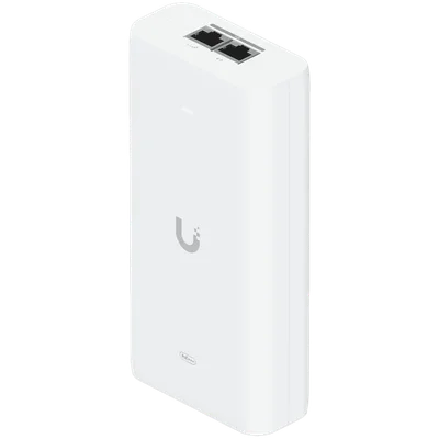 Ubiquiti UniFi 10G PoE+++ Adapter (90W), can power UniFi PoE+++ devices, reduce dependency on PoE switch power, and provide a Multi-Gigabit LAN connection, Contains RJ45 data input, AC cable with earth ground, and PoE+++ output