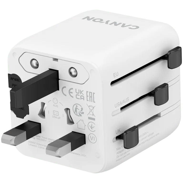CANYON Travel Adapter OnTour One EU/UK/US/AUS White