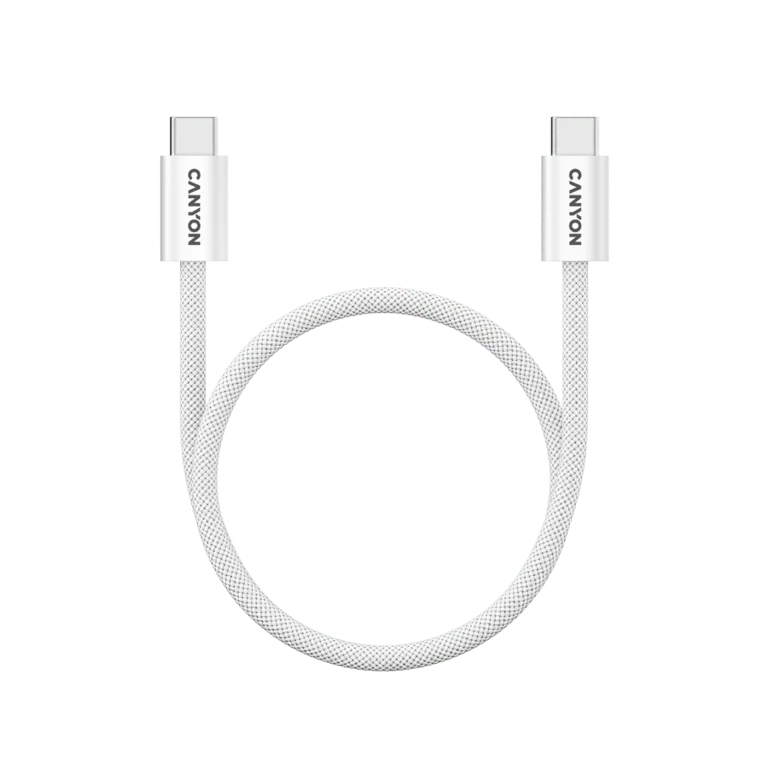 USB кабел CANYON OnWire 60MG CCMG60 USB-C към USB-C 60W Магнитен Плетен 1m Бял