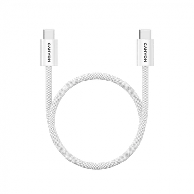 USB кабел CANYON OnWire 60MG CCMG60 USB-C към USB-C 60W Магнитен Плетен 1m Бял
