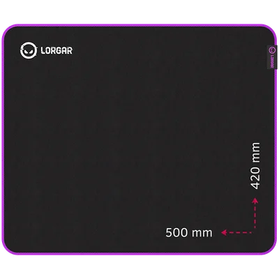 Подложка за мишка Lorgar – Main 315, високоскоростна повърхност, черно/лилаво, 500x420x3 мм