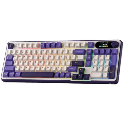 Гейминг клавиатура ROYAL KLUDGE – RK-S98 Blackberry Mousse, Chartreuse switch, механична, RGB подсветка, 98 клавиша, TFT дисплей