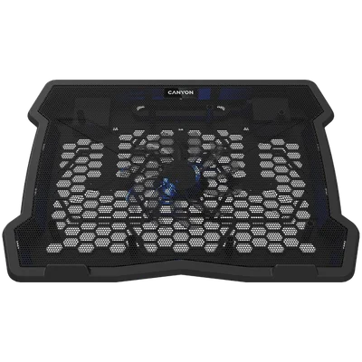 CANYON NS02, Cooling stand single fan with 2x2.0 USB hub, support up to 10”-15.6” laptop, ABS plastic and iron, Fans dimension:125*125*15mm(1pc), DC 5V, fan speed: 800-1000RPM, size:340*265*30mm, 406g