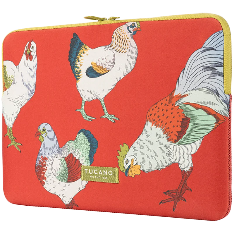 TUCANO SCHIZZO Sleeve for MacBook Air 15 / Laptop 13 / Laptop 14, Fauna Galline Orange