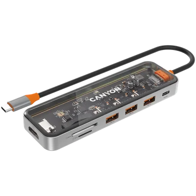 CANYON hub DS-13 7in1 4k USB-C Transparent Space Grey