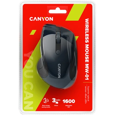 CANYON 2.4Ghz wireless mouse, optical tracking - blue LED, 6 buttons, DPI 1000/1200/1600, Blue Gray pearl glossy