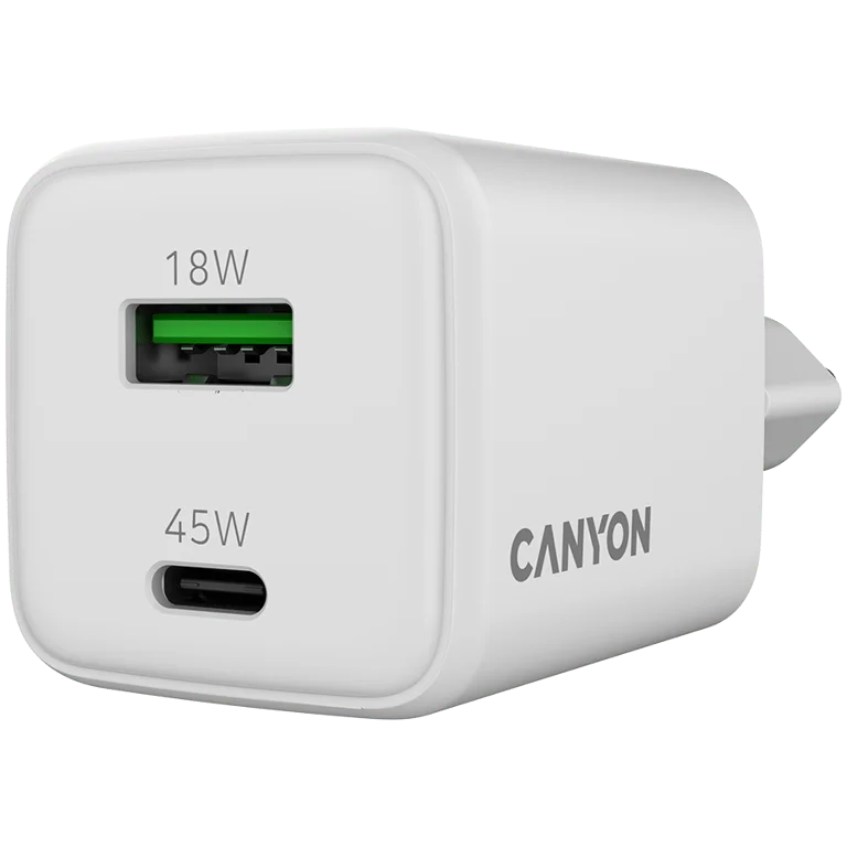 CANYON charger CU45AC GaN 45W 1xPD 1xQC EU White