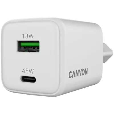 CANYON charger CU45AC GaN 45W 1xPD 1xQC EU White