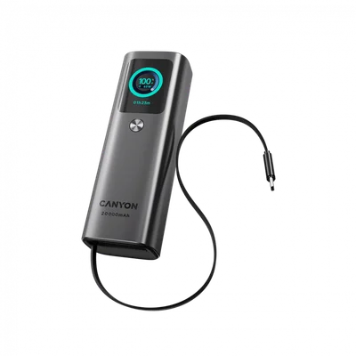 CANYON Built-in cable power bank OnPower 265 20000mAh 165W   Aluminium Dark grey