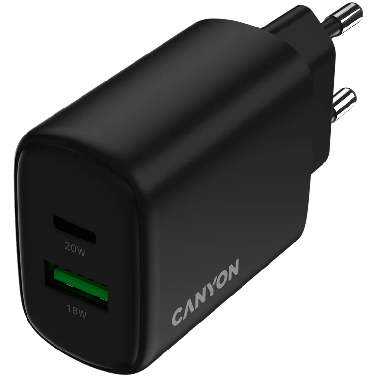 CANYON charger OnCharge 200 20W 1xPD 1xQC EU Black