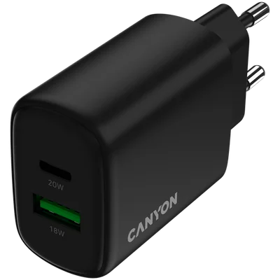 CANYON charger OnCharge 200 20W 1xPD 1xQC EU Black