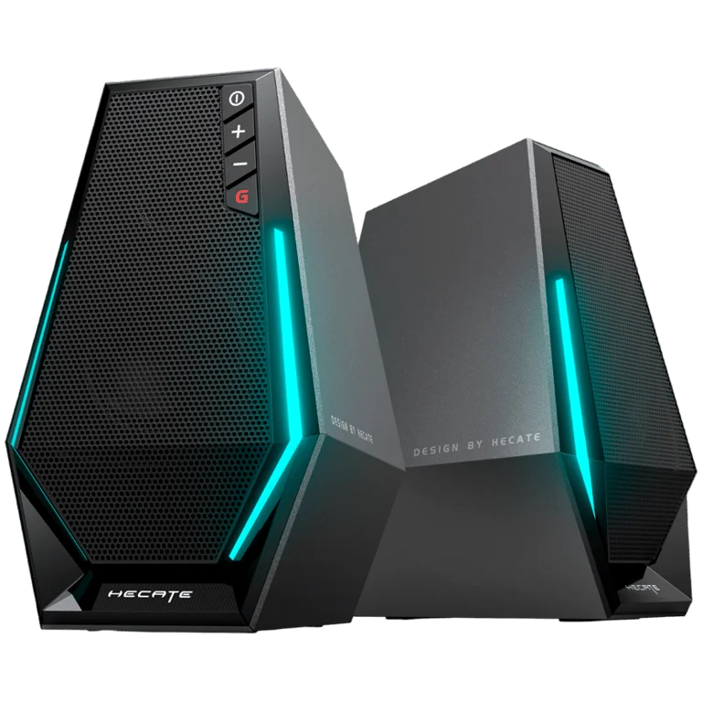 Edifier G1500 2.0 Audio System, BT V5.3, USB, AUX, 2.5-inch Drivers, RGB Lighting, 5W (RMS), Black