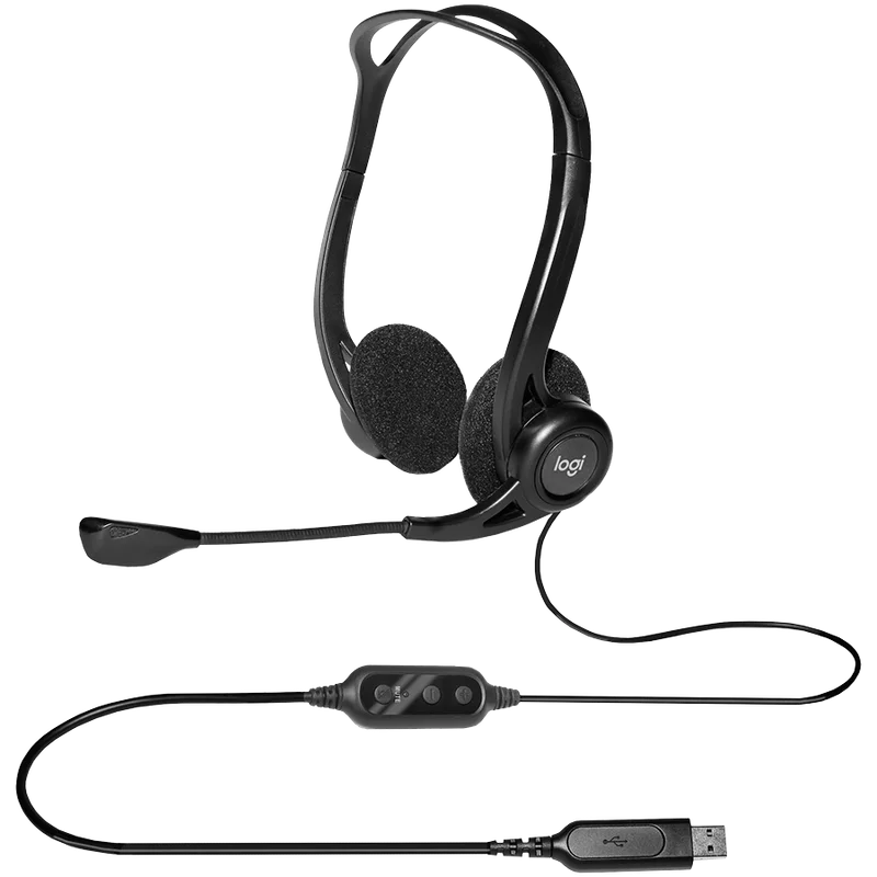 Слушалки Logitech PC960 кабелни стерео черни USB